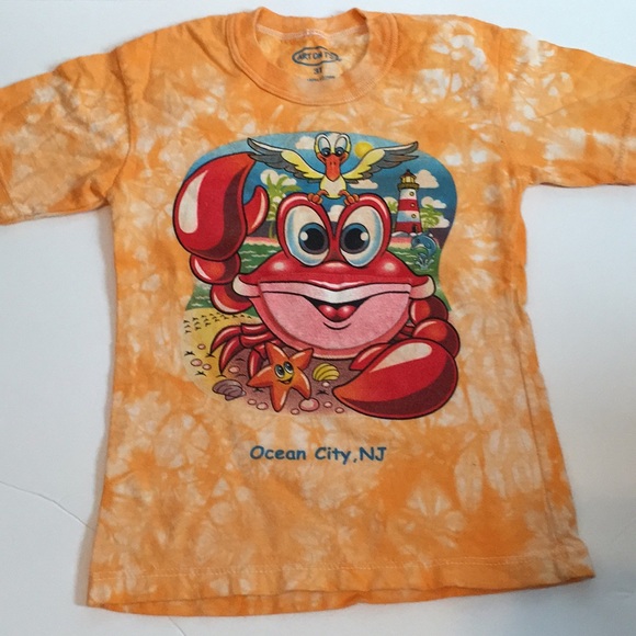 Ocean city nj orange tie dye crabby tee size 3T - Picture 4 of 10
